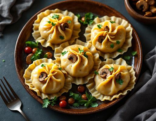 Манты с картофелем и грибами